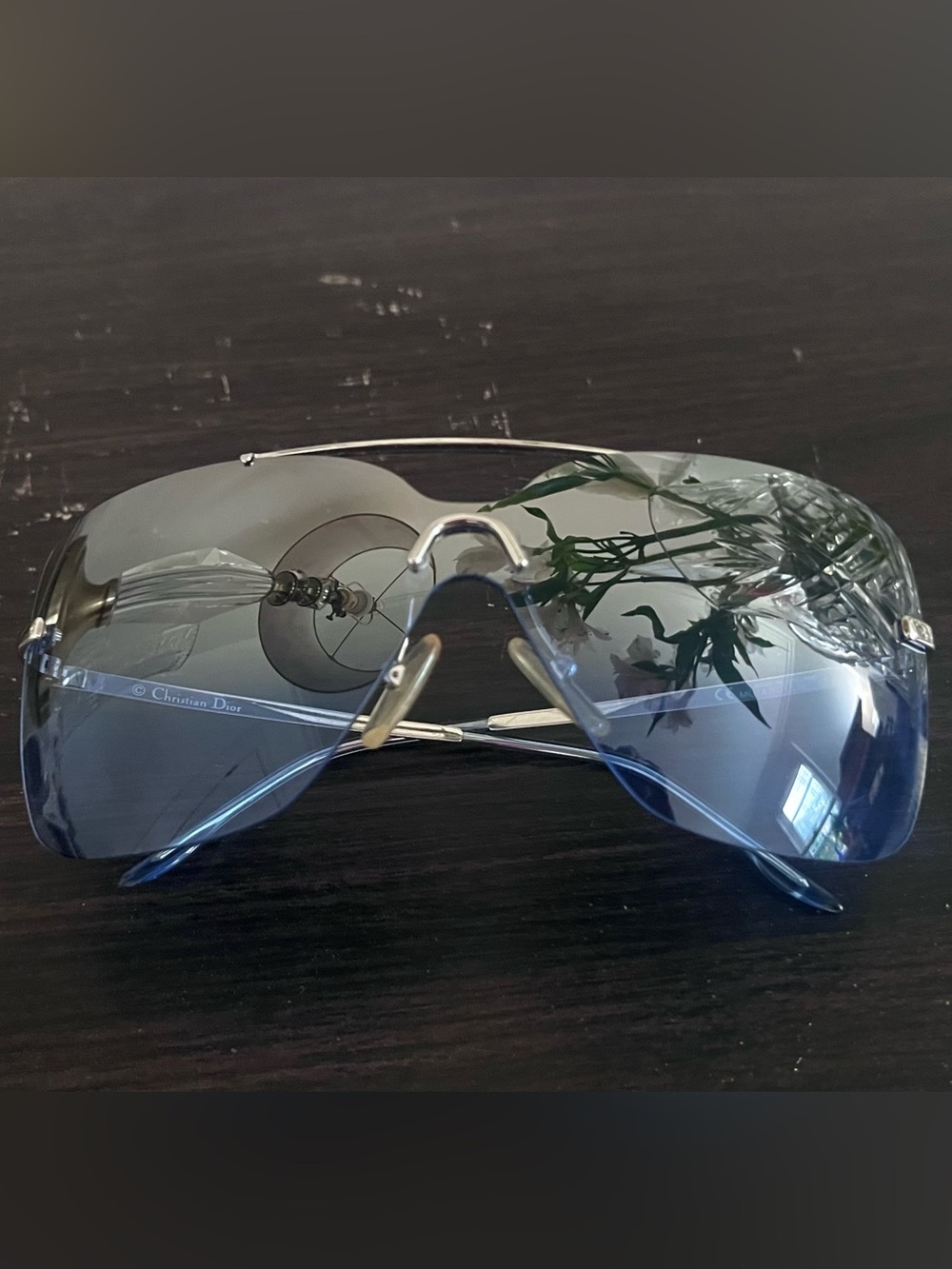 Christian Dior Diorissimo 2 Shield Sunglasses Blue & Silver